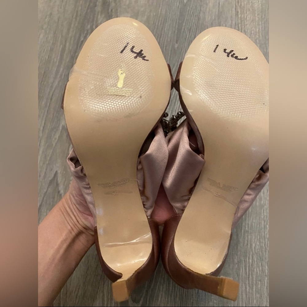 Zara Chunky Crystal Embellished Satin Heels Sandals Size 41 - Picture 14 of 14